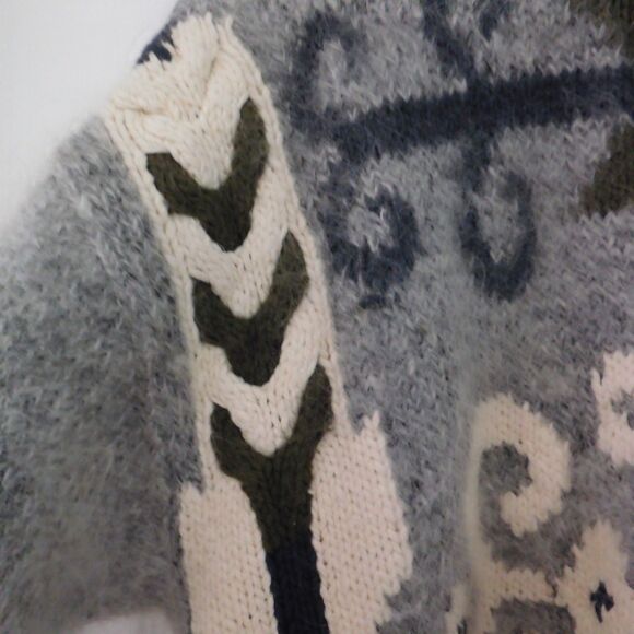 Curio 3D Mohair Blend Turtleneck Sweater Graphic Gothic SIze Small Gray oversize - Picture 4 of 7